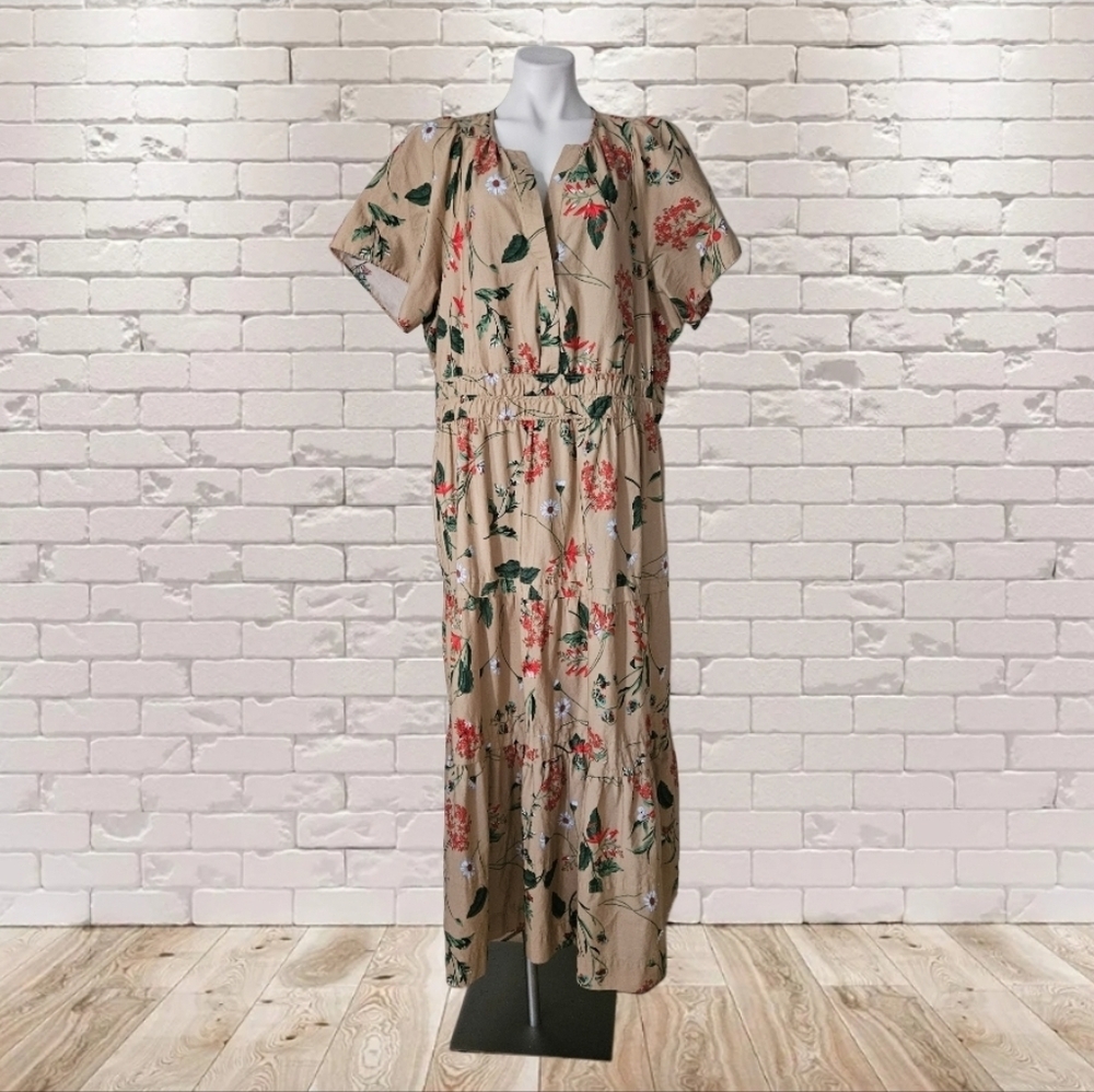 Anthropologie Beige and Red Floral Maxi Dress - Picture 5 of 9